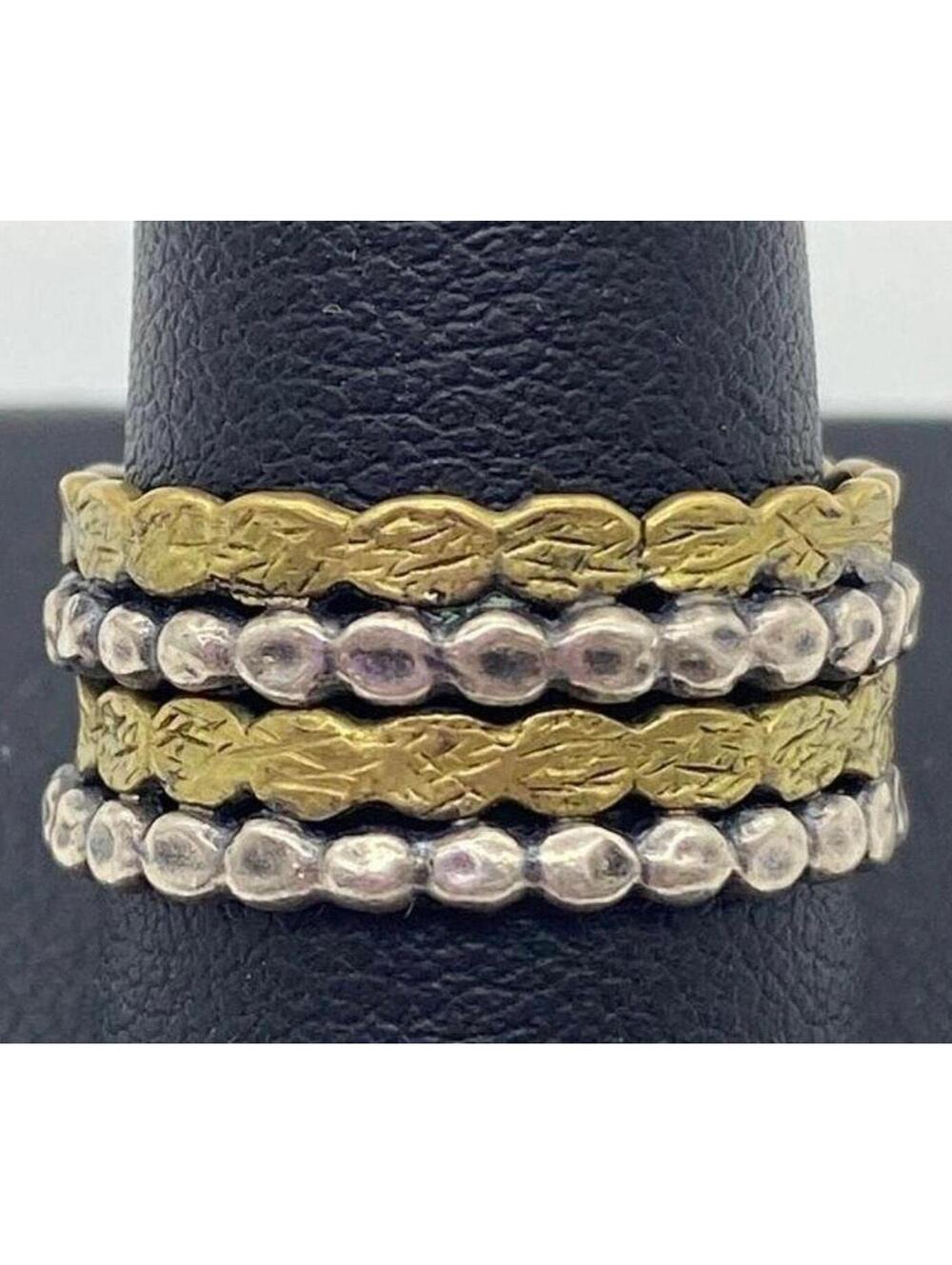 EUC Silpada Two-Tone Sterling Silver Brass Stacked Ring R3477 size 7 1/4